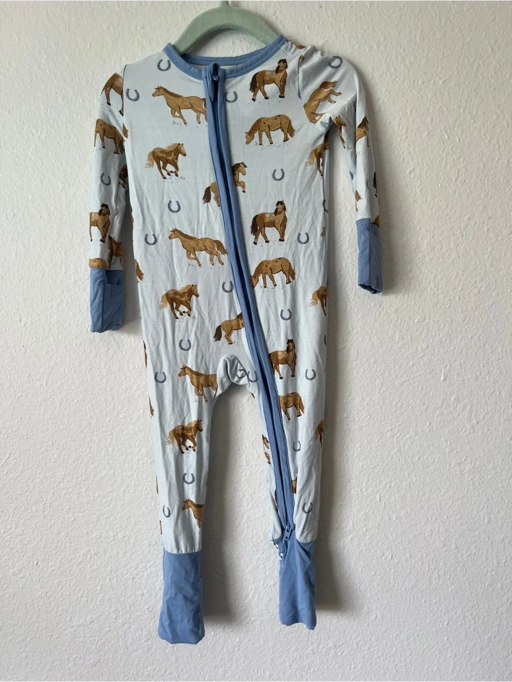 Angel Dear Bamboo Horse Print Footie Pajama Size 6-12M